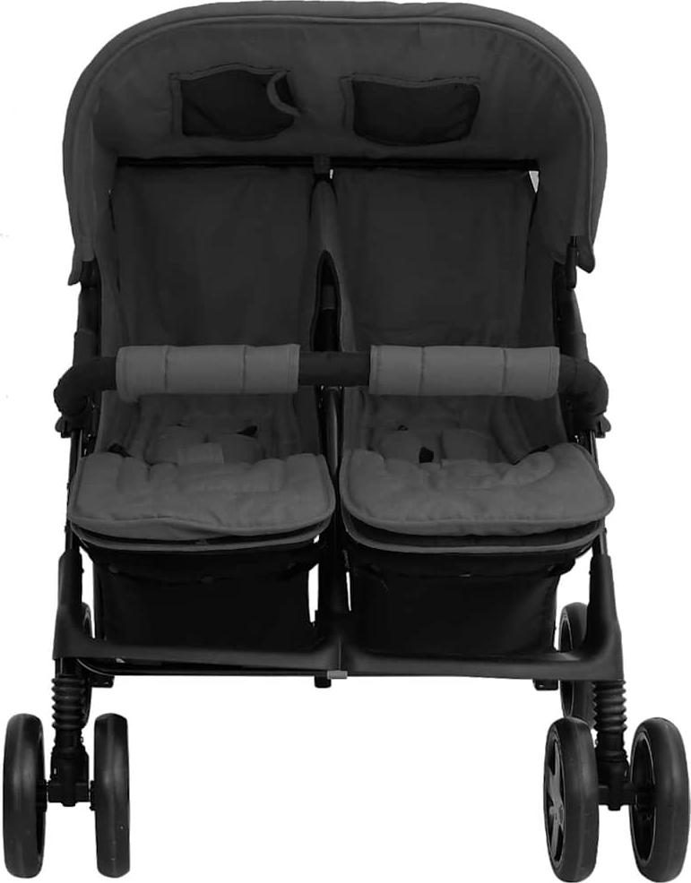 vidaXL Zwillingskinderwagen Dunkelgrau Stahl 10342