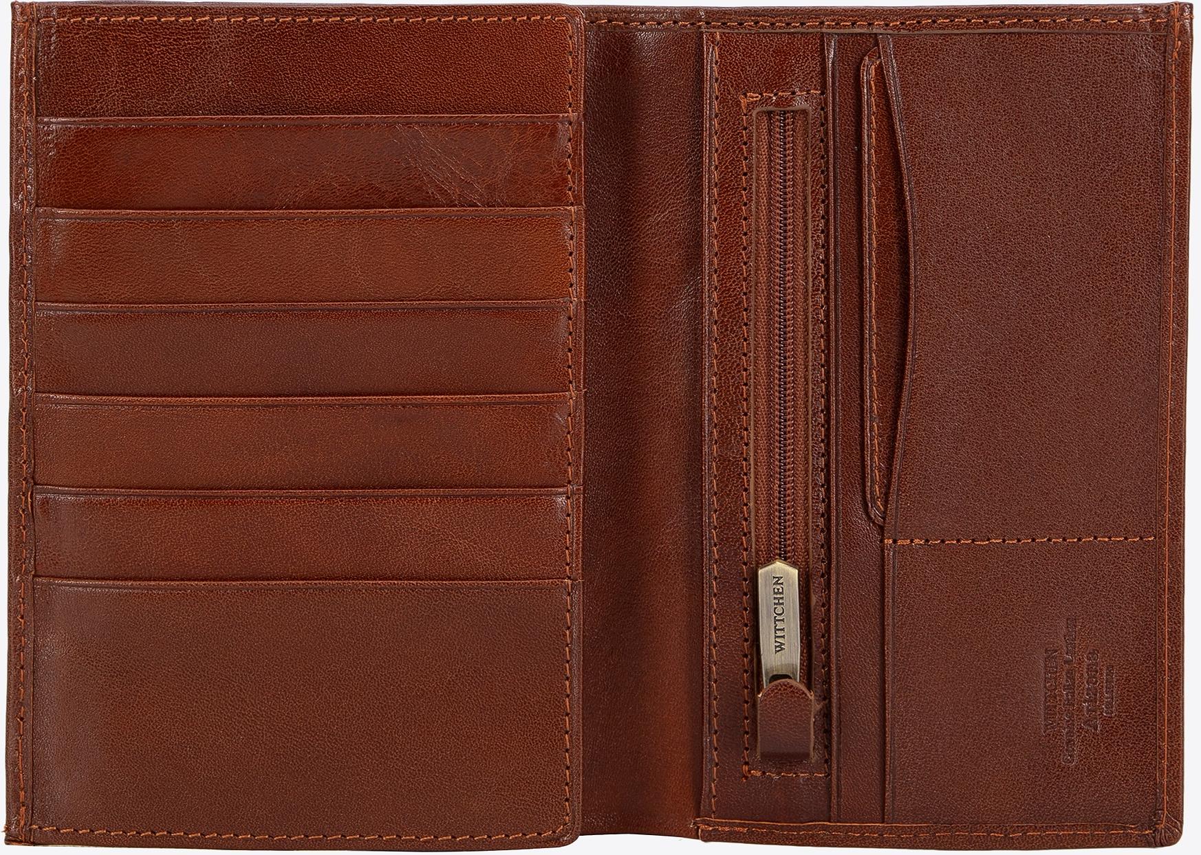 Wittchen Herren-Geldbörse aus glänzendem Leder, hellbraun, Naturleder