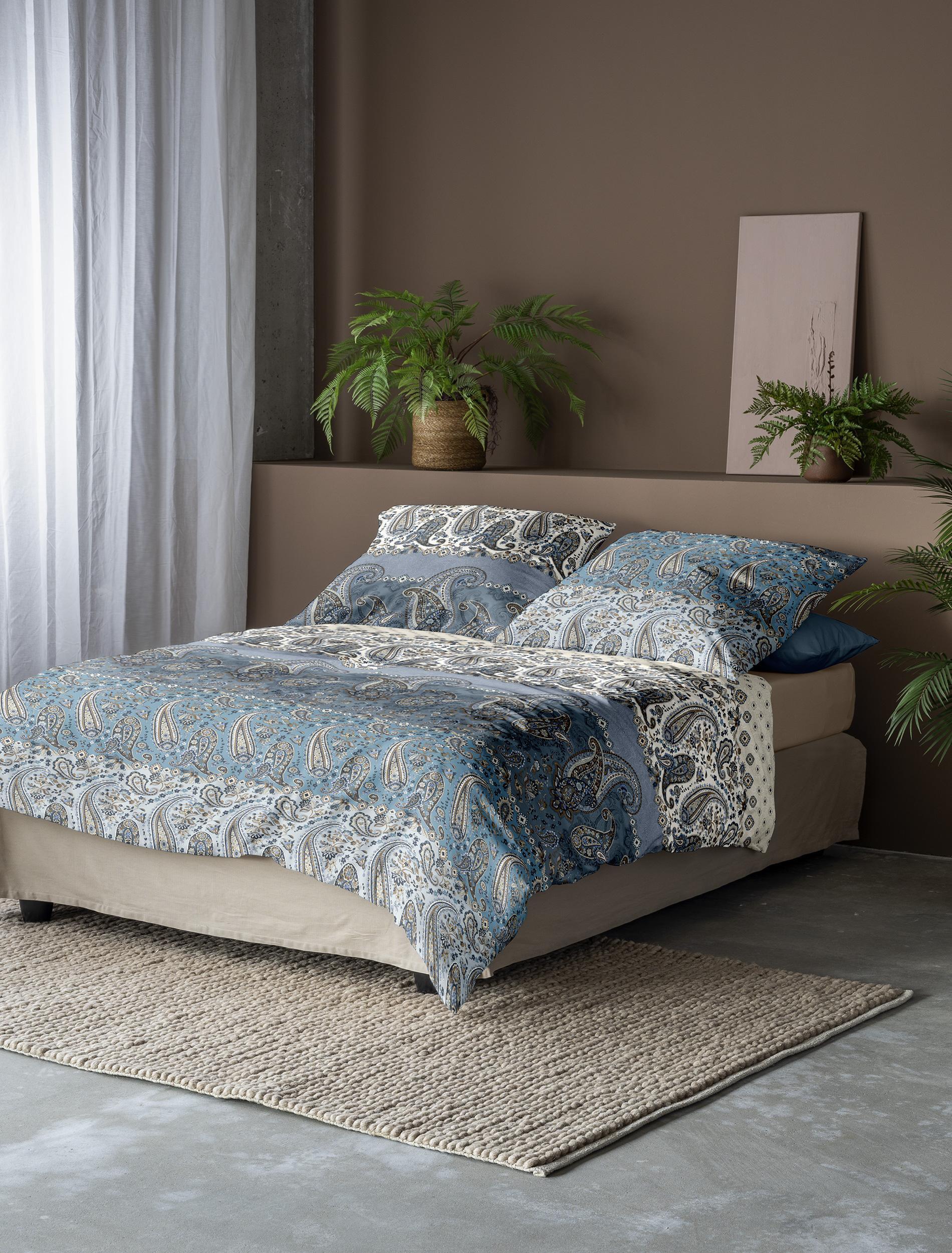 Irisette GmbH & Co. KG Irisette Mako-Satin Bettwäsche-Garnitur Sky 8507 Farbe blau Größe 140x200+70x90cm