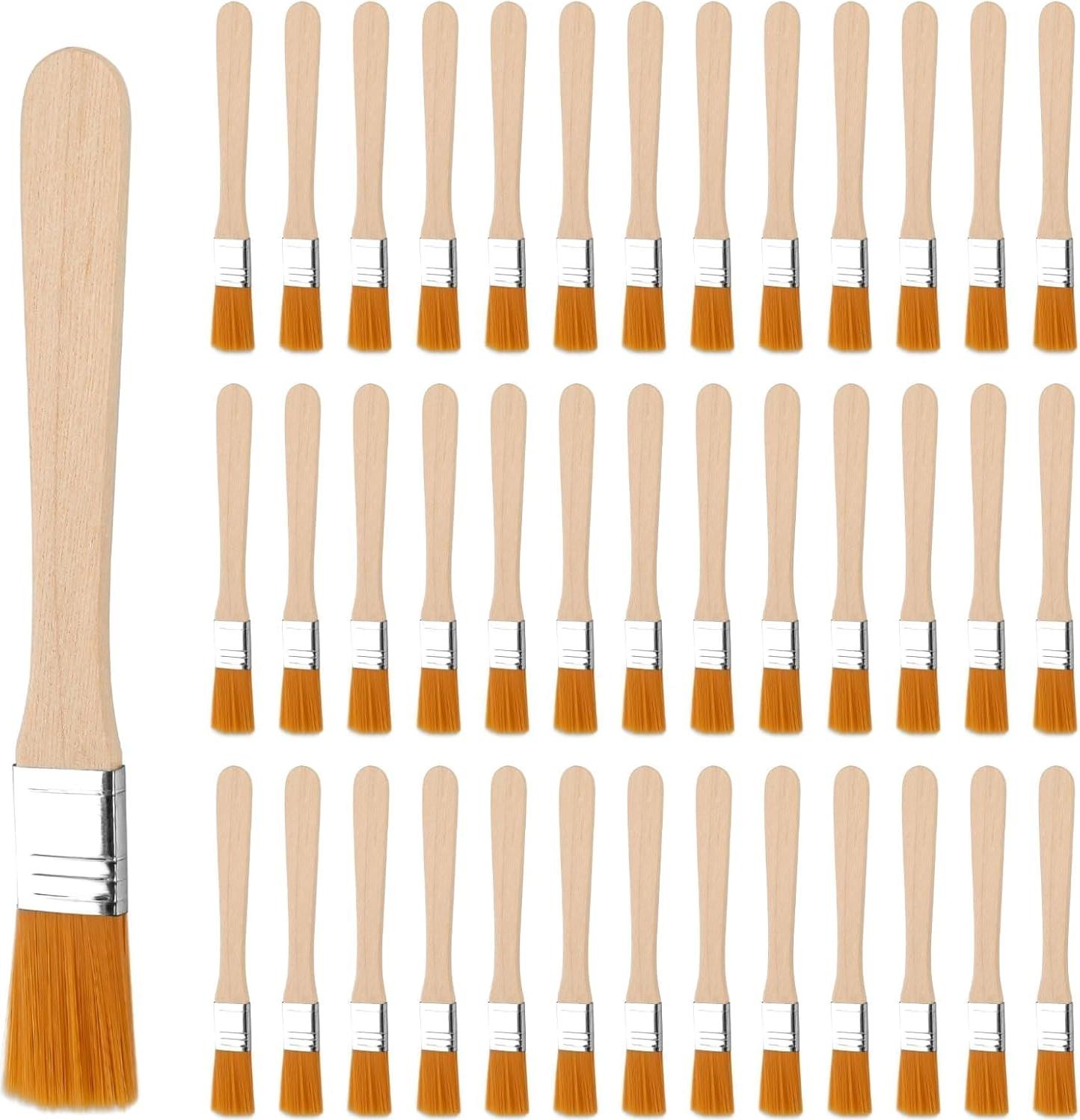 RPSTrading 40 Stück Kleine Pinsel Borstenpinsel Set 13.5cm Flachpinsel Lackierpinsel Malerpinsel Pinsel Lack Fensterpinsel mit Holzgriff für Pinsel Farben Kunst Malerbedarf Lacke Malerei DIY Streichen von Wänden 40pcs 13.5x1.4cm FF20251129A482M482