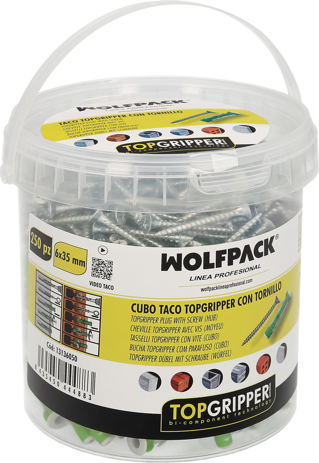 Wolfpack linea profesional Bimaterial Topgripper Bimaterialwürfel mit Schrauben Ø 6 mm. 250 Stück 13136050