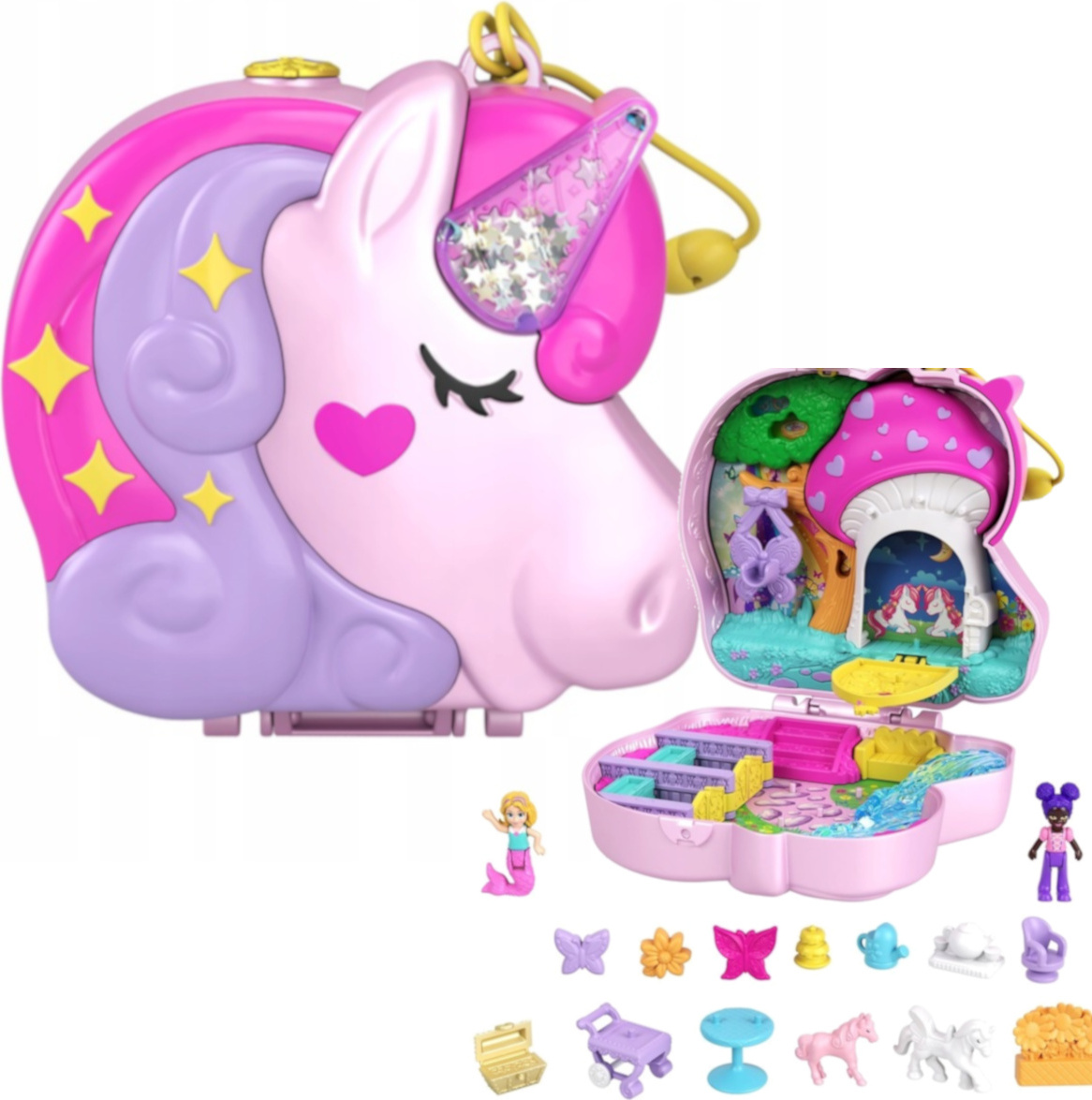 Boneca Mattel Polly Pocket Estojo Festa Do Chá De Unicórnio HCG20