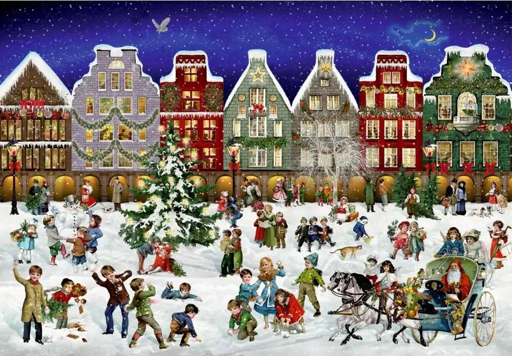 Puzzle adventný kalendár - Zimný večer v meste
