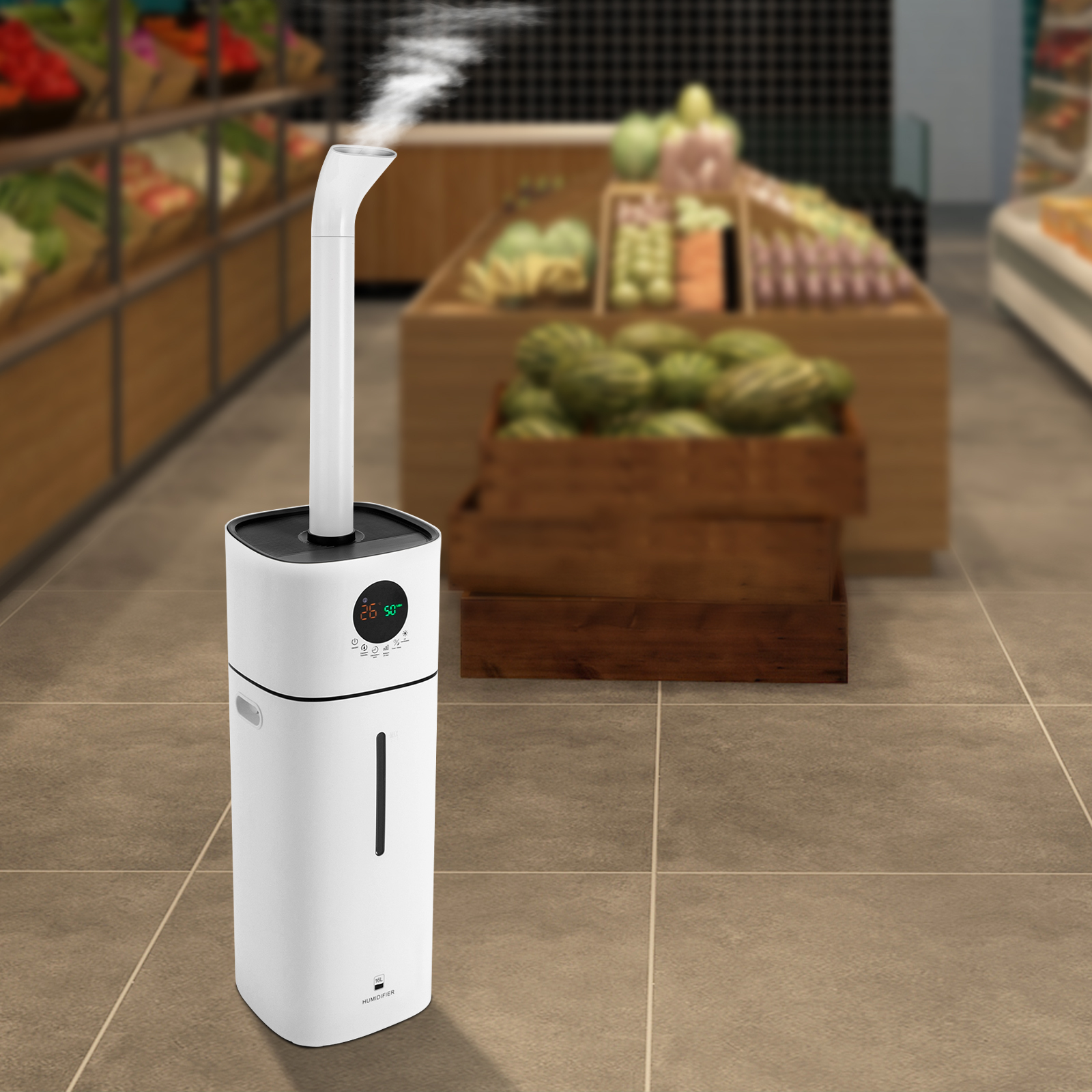 GreatDEshop2021 Obere Füllung Luftbefeuchter, Luftbefeuchter für großen Raum, großer Luftbefeuchter, Weiß JJNLYA-000600EU-WL