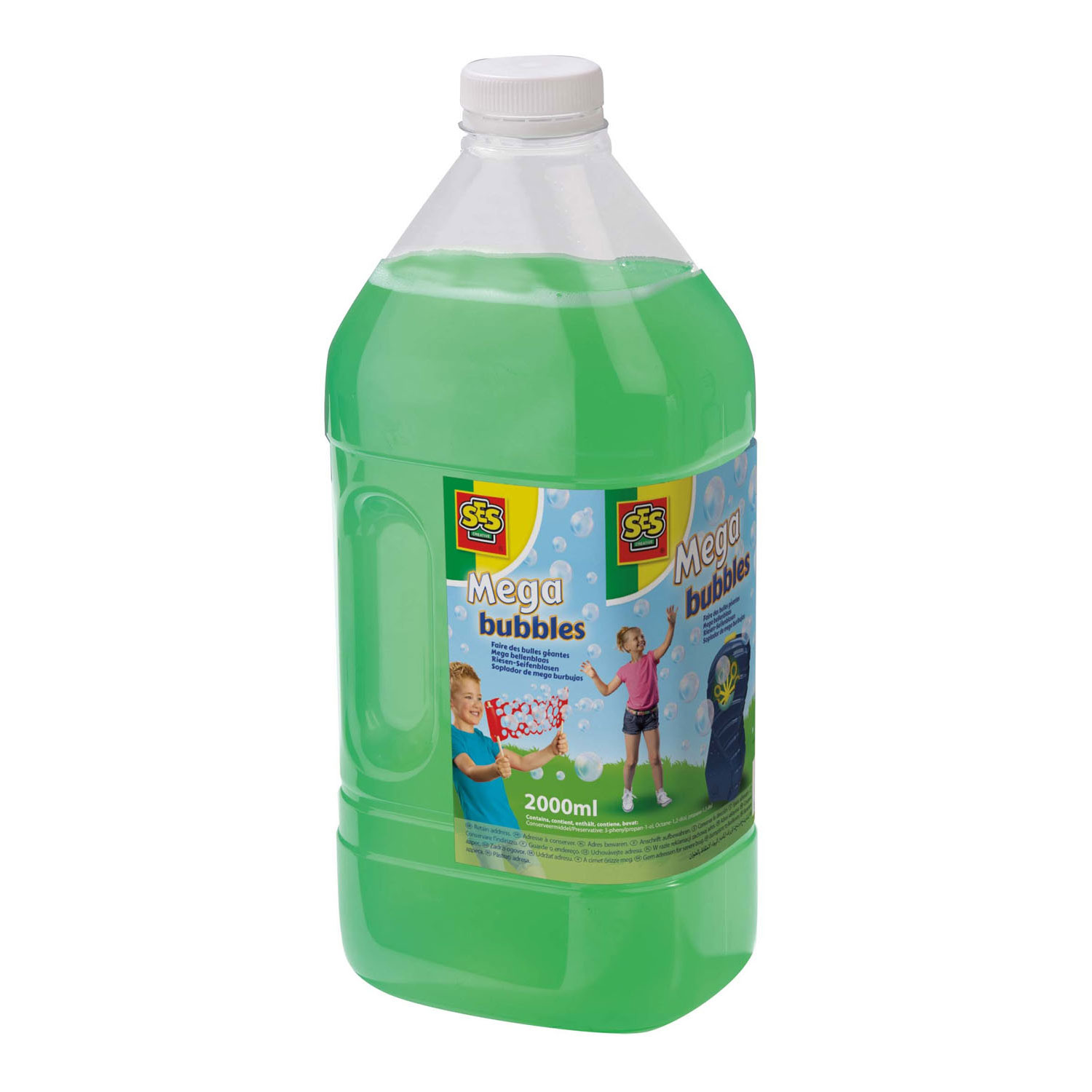 SES Creative 02258 Mega Bubbles Nachfüllset – 2000 ml Seifenblasenlösung für endlosen Spaß, 2000 ml, 5 Jahr(e)