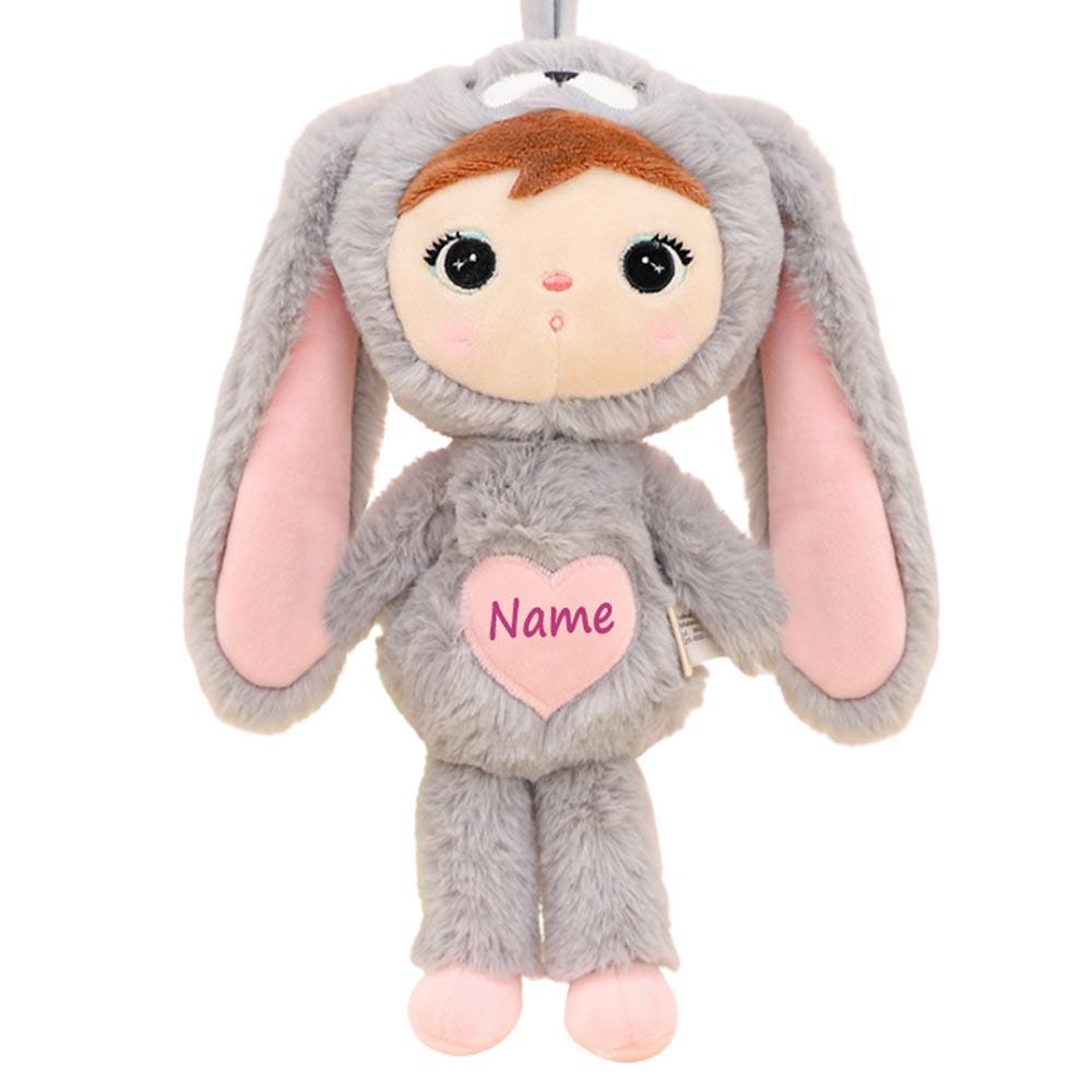Elefantasie Stoffpuppe Hasenmädchen mit Namen personalisiert Grau.Größe:50cm