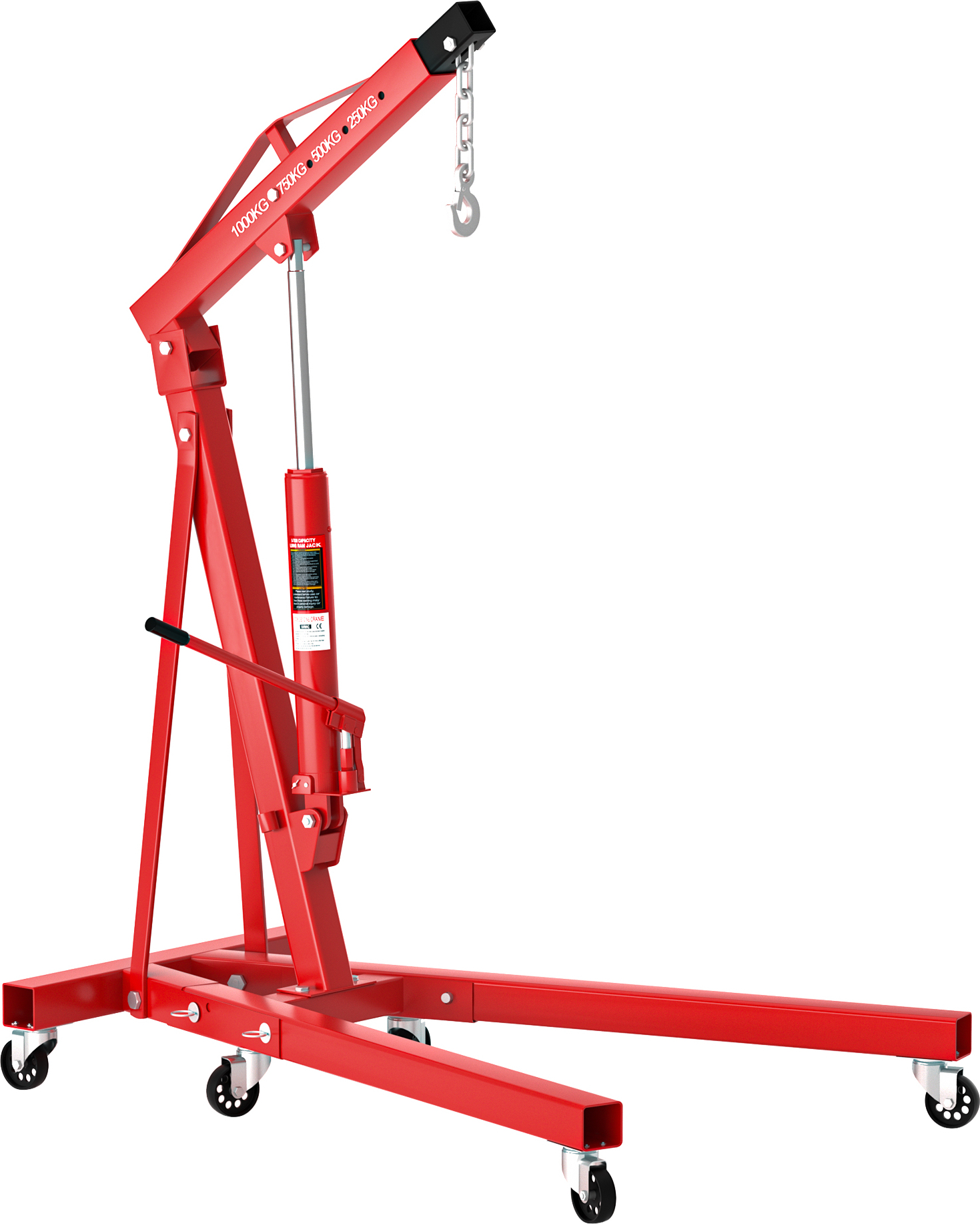 Wiltec Werkstattkran klappbar für Lasten bis 1000 kg Hubarm 857-1133 mm Lastkran Motorkran Motorheber Schwerlastkran 62025