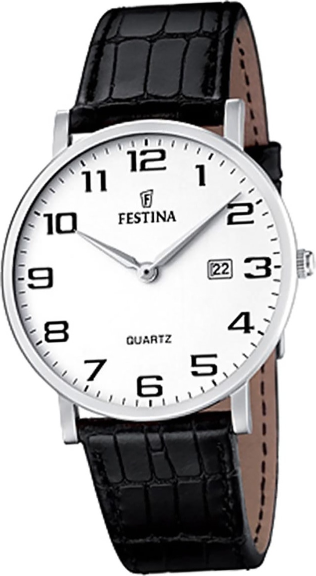 Festina kožené pánske hodinky F16476/1 Quartz náramkové hodinky čierne klasické D2UF16476/1