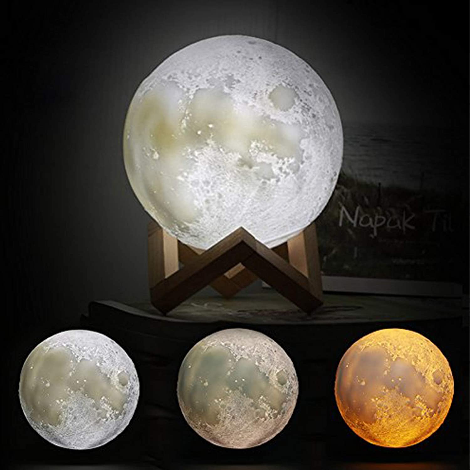 Kaufe Dropship 3D Druck Wiederaufladbare Mond Lampe LED Nachtlicht