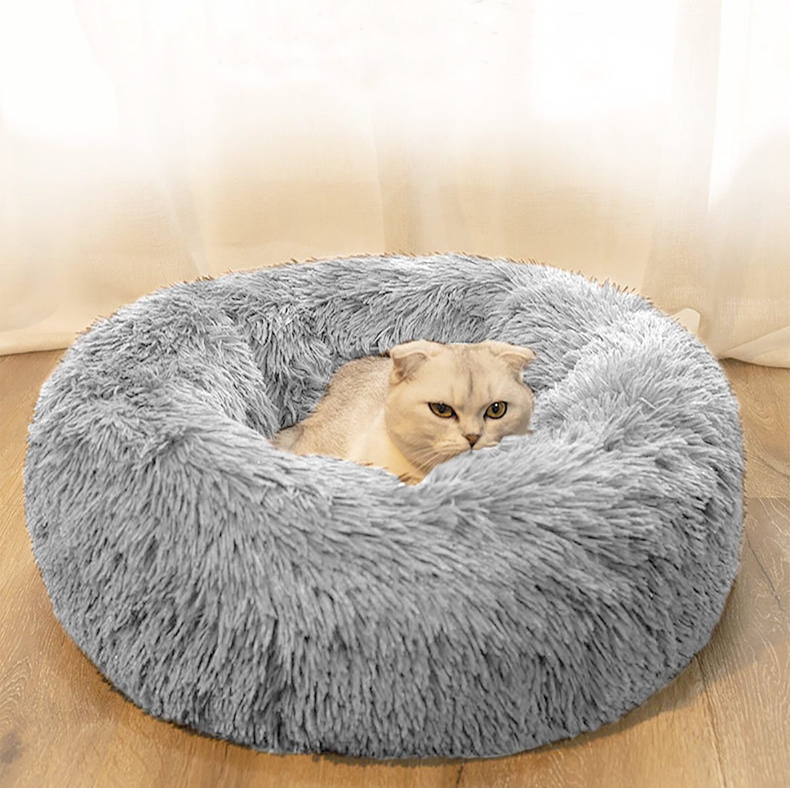 Donut Hundebett Rund, Flauschig – Beruhigendes Schlafnest Für Hunde & Katzen Bis 2,3 Kg, Waschbar, Rutschfest