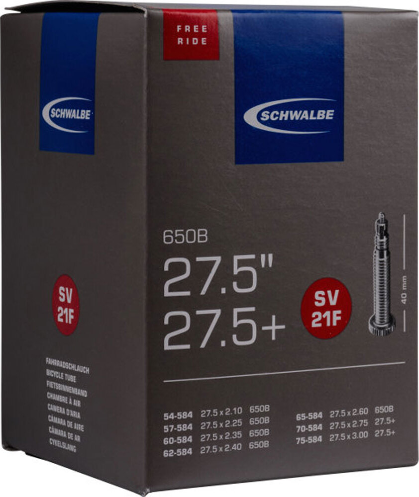 Schwalbe Schlauch Nr. 19 – Fahrradschlauch 27,5/28/29 Zoll (ETRTO 40/62-584/635) – Ventil SV 40mm – Standard Butylschlauch – Schlauch für Fahrrad