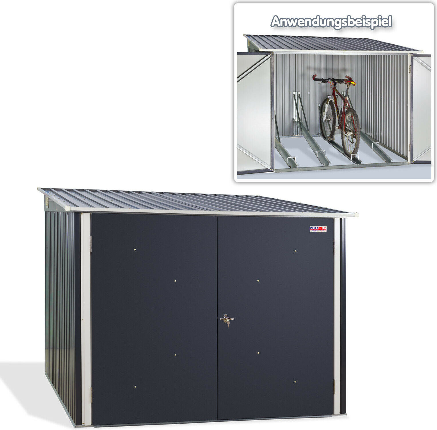 Fahrradgarage aus Metall Duramax für 4 Fahrräder, 203 x 202 x 162 cm von Ezooza