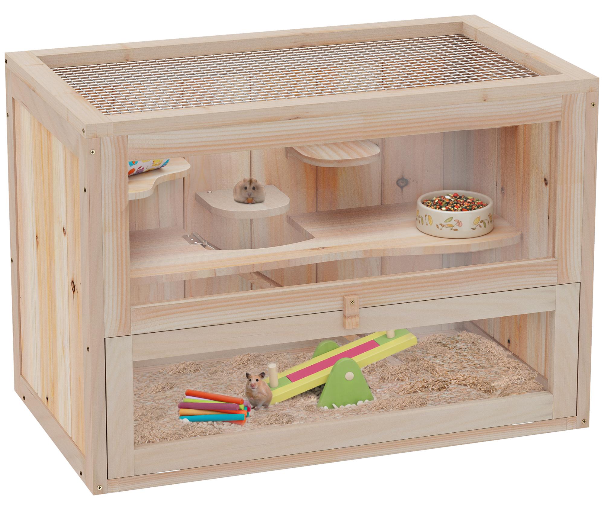 JTI GmbH Kleintierkäfig Holz 60 x 35 x 42 cm Aosom D51-024