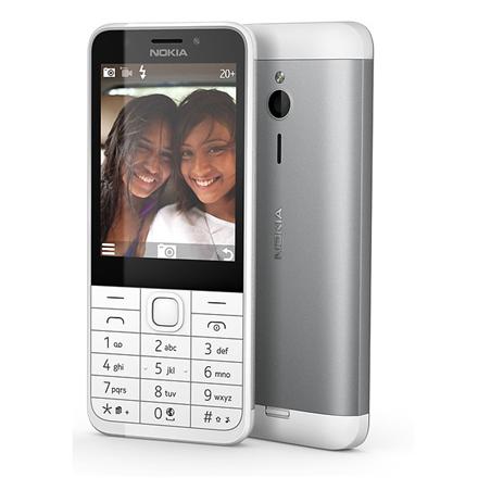 Nokia 230 Silver, 2,8", TFT, 240 x 320 pixelov, 16 MB, Dual SIM, Mini-SIM, Bluetooth, 3.0, USB verzia microUSB 1.1, vstavaný fotoaparát, hlavný fotoaparát 2 MP, sekundárny fotoaparát 2 MP, 1200 mAh