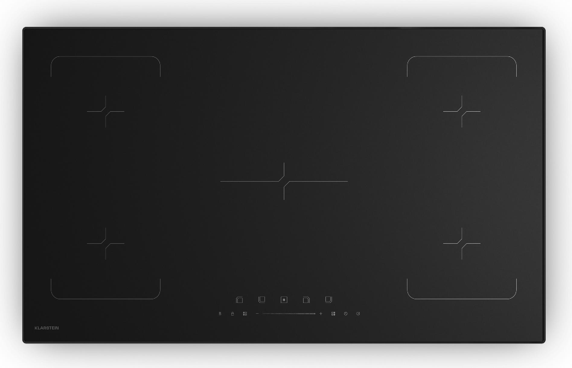 Klarstein Velaire indukčná varná doska - 90 cm, 5-zónová, 7200 W boost, dotykový posuvník, časovač, detská poistka, ukazovateľ zvyškového tepla, flexi zóny, sklo, indukčná varná doska