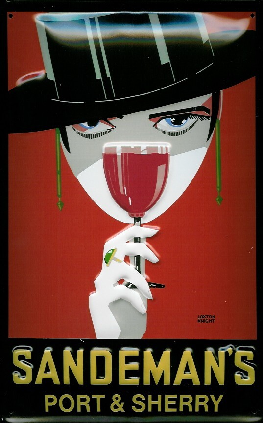 Blechpostkarte SANDEMAN PORT & SHERRY – 10x14 Cm, Retro Motiv, Mit 4 Löchern Zum Aufhängen