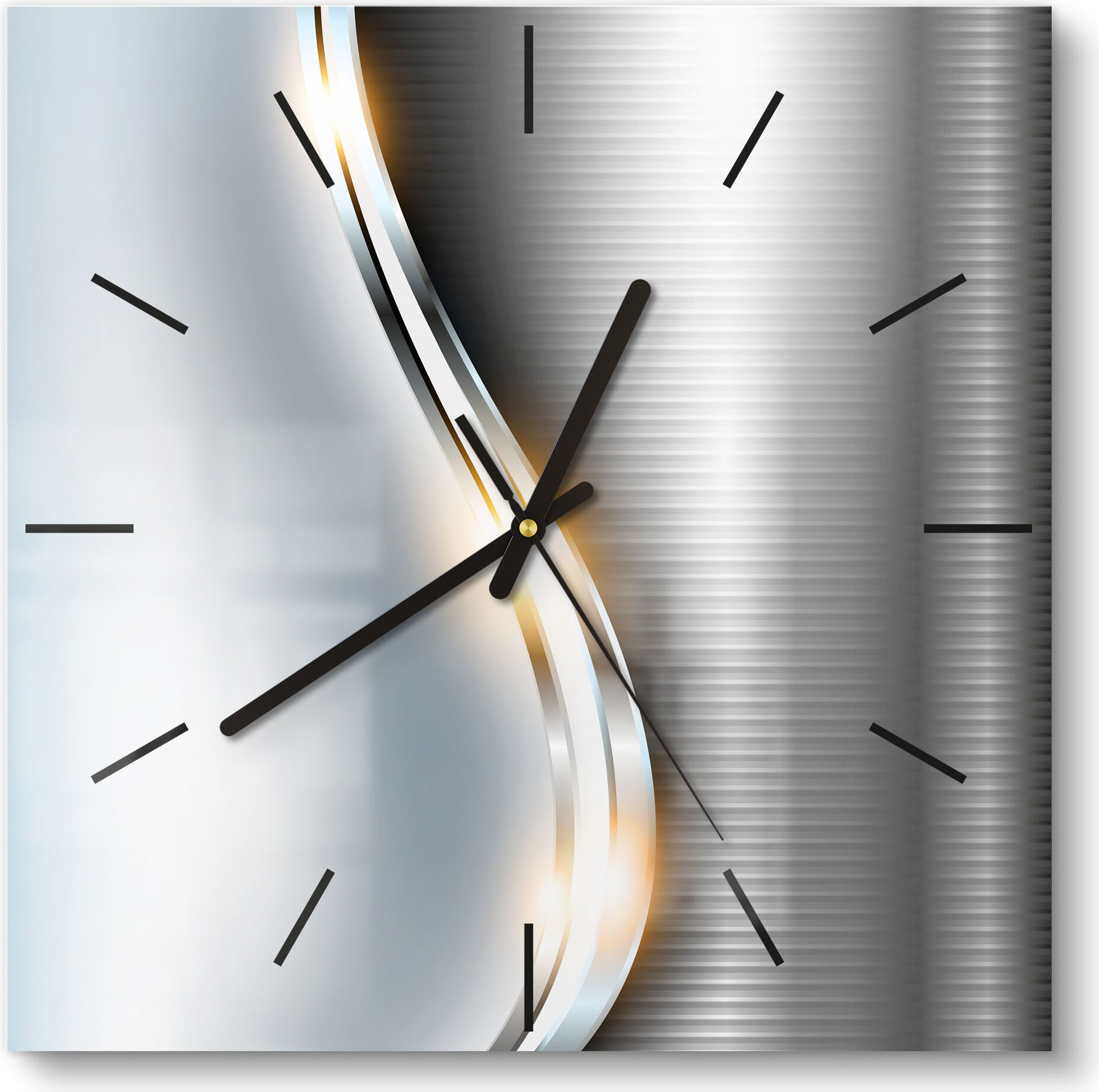 DEQORI Glasuhr 30x30 cm Modern 'Elegantes Vektordesign' Wanduhr Glas Uhr Design leise WC-30-30-M-1196