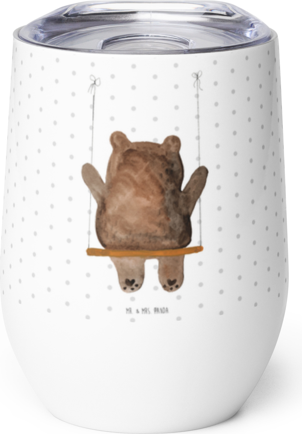 Mr. & Mrs. Panda thermosbecher Bär Schaukel - Weiß - Geschenk, Verlust Trauer Trauergeschenk Traurig Trösten Trost Liebeskummer Liebe Verliebt, glühwein tasse, kaffee PD-1247529-STANDARD