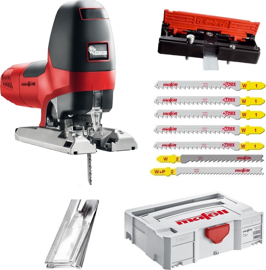Mafell Stichsäge P1cc MaxiMAX im T-MAX + 4 Stichsägeblätter CUnex W1 91733