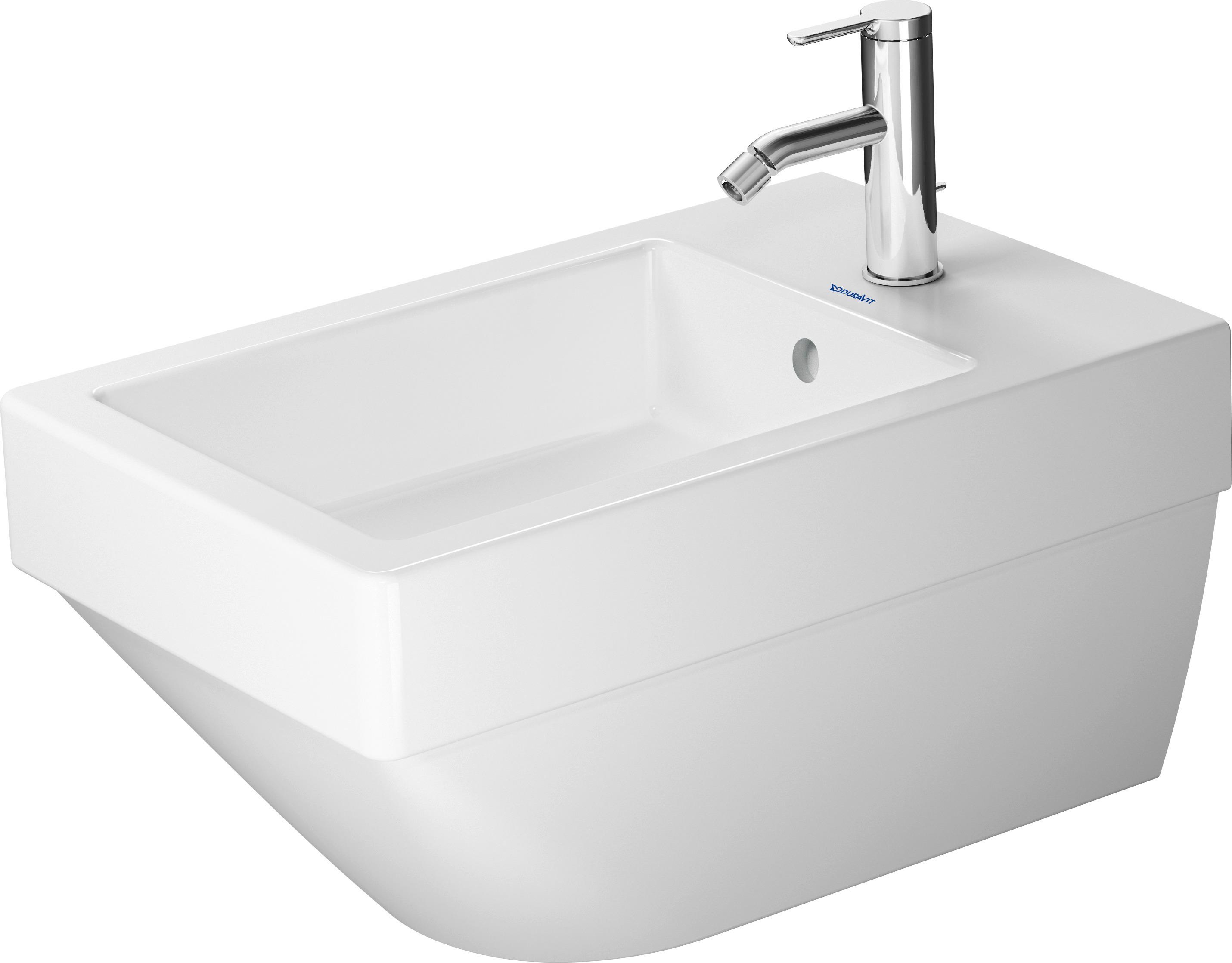 Duravit Wand-Bidet VERO AIR mit Überlauf, Hahnlochbank, 370 x 570 mm, 1 Hahnloch weiß 2274150000