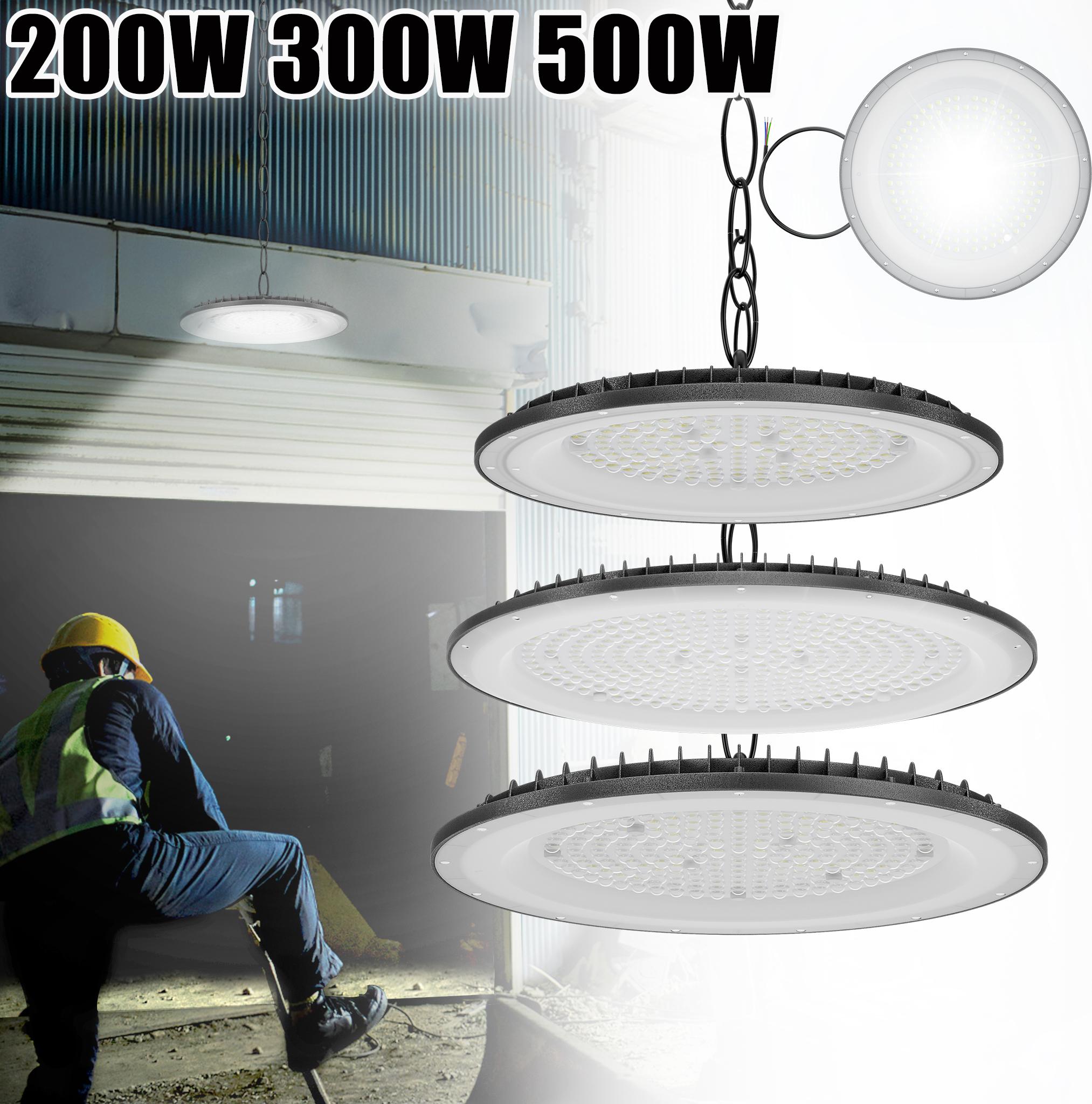 LZQ 3*300W LED UFO Hallenbeleuchtung, 6000-6500K LED Industrielampe IP65 Kaltweiß Wasserdicht UFO LED Hallenstrahler für Hallenbeleuchtung, Werkstattbeleuchtung, Fabriken, Flughafen, Patio