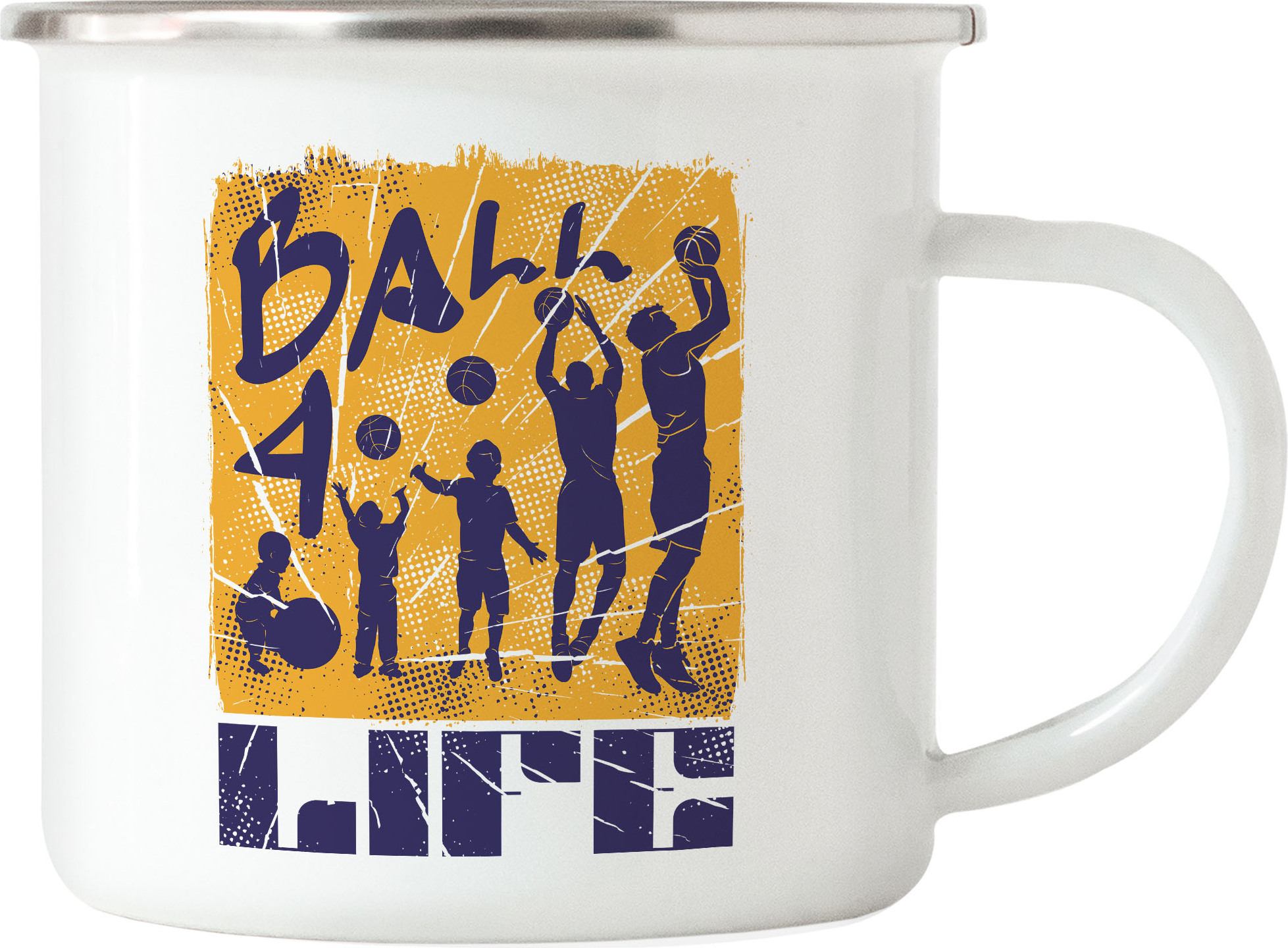 Hey!Print Basketball Emaille Tasse Leben Sport Spieler Korb Teamsport Gewinner Ballsport Jersey Team Mannschaftssport HP-1791-E