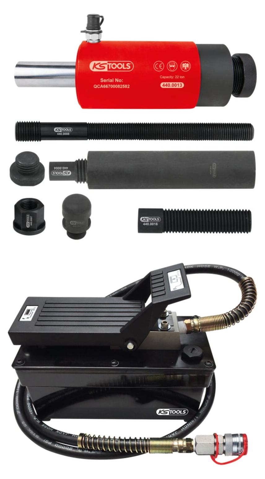 KS Tools Hydraulik-Einheit 22t, mit Luft-Hydraulik-Pumpe, 13-tlg 440.9995