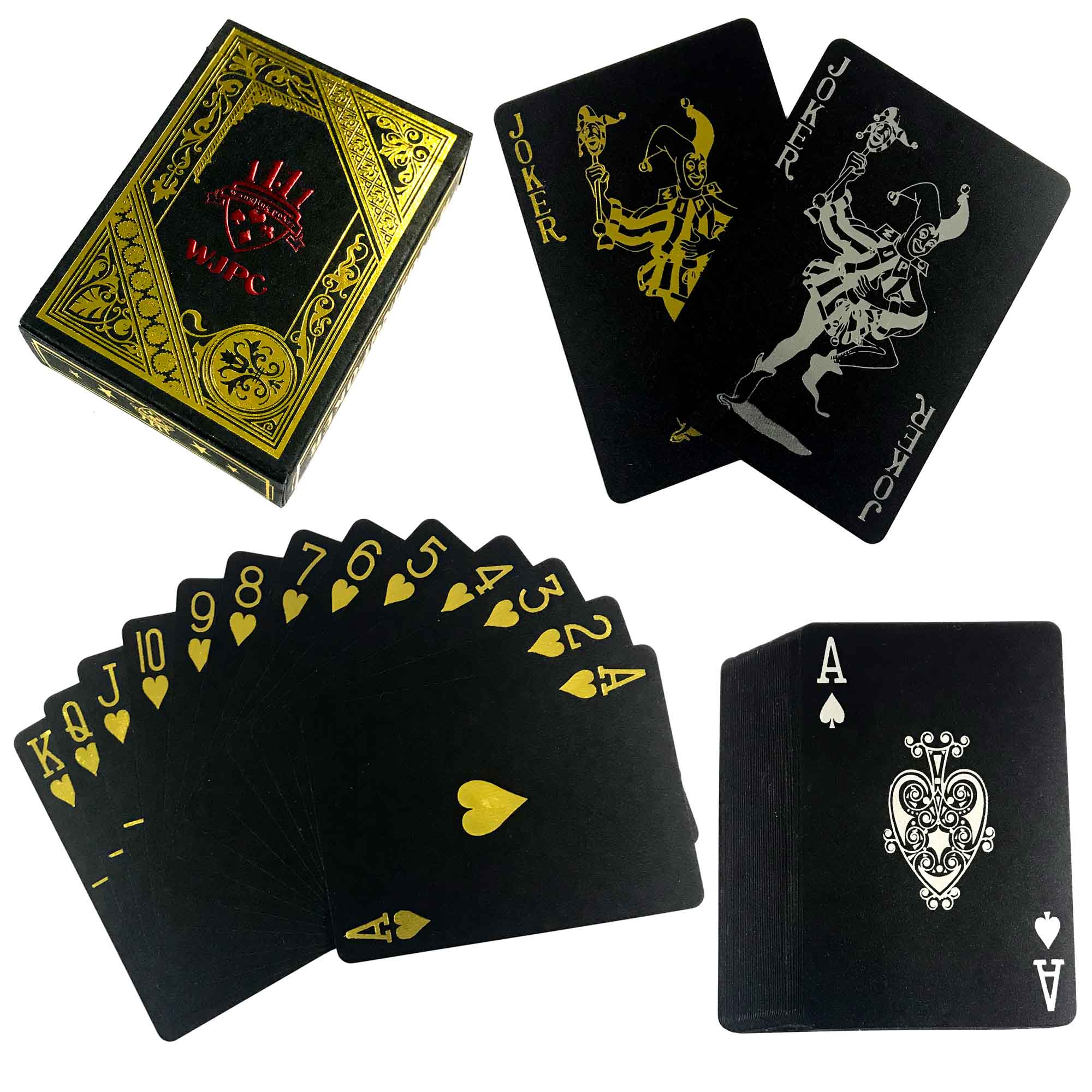 54x Schwarz Spielkarten Plastik Poker Kartenspiel Spiel-karten Wasserdichte es 