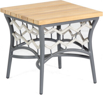 Lounge-Tisch Yale 45 x 45 x 45 cm Aluminium und Teak Tisch Lounge Neu Image