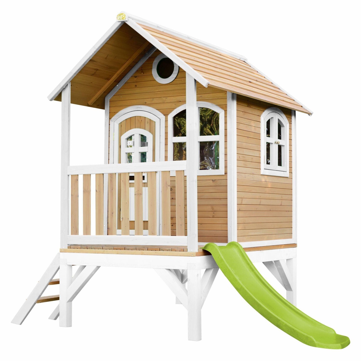 Pragma Axi Playhouse Tom 191 x 287 x 231 cm Holz Natur Weiß Grün A030.036.11