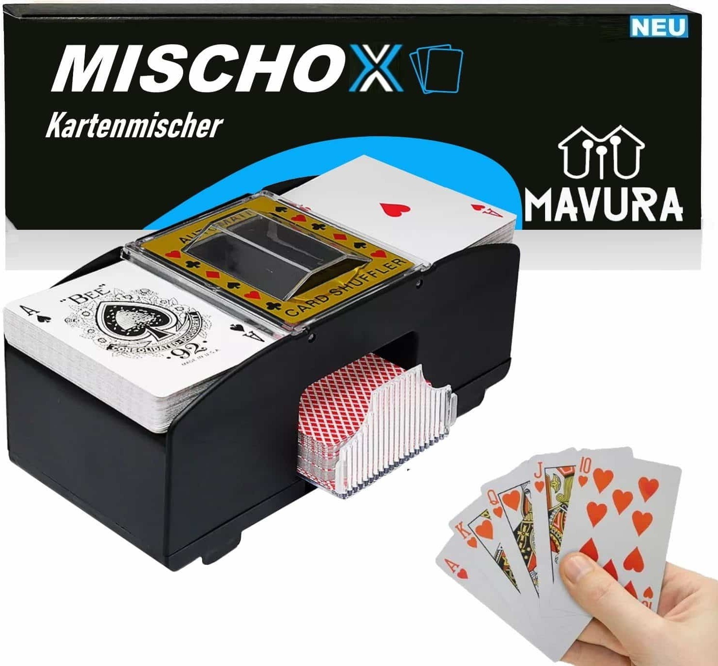 MAVURA MISCHOX elektrischer Kartenmischer Kartenmischmaschine Kartenmischgerät automat B1032