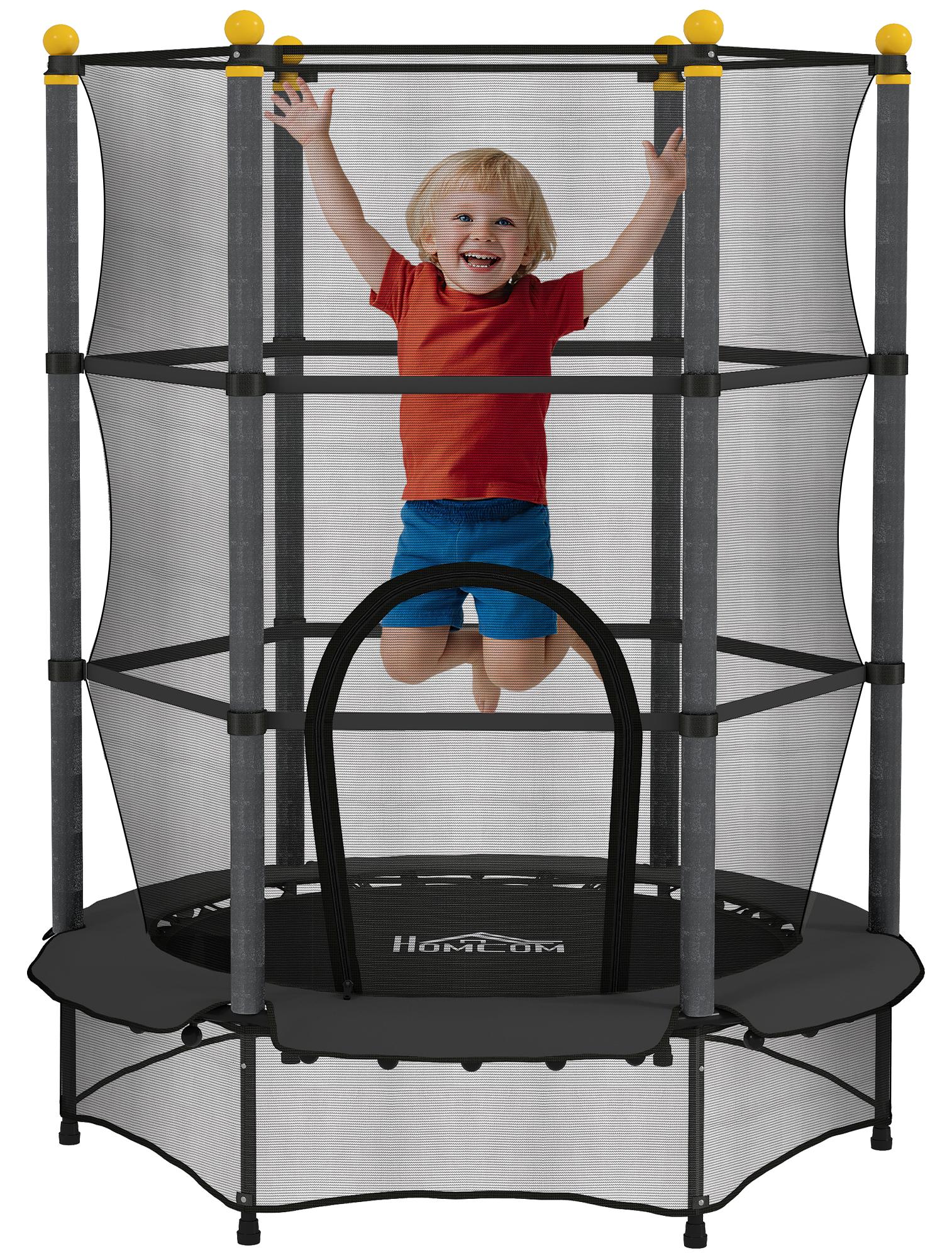 Detská trampolína HOMCOM Ø 140 cm, trampolína pre deti od 3 do 10 rokov, čierna