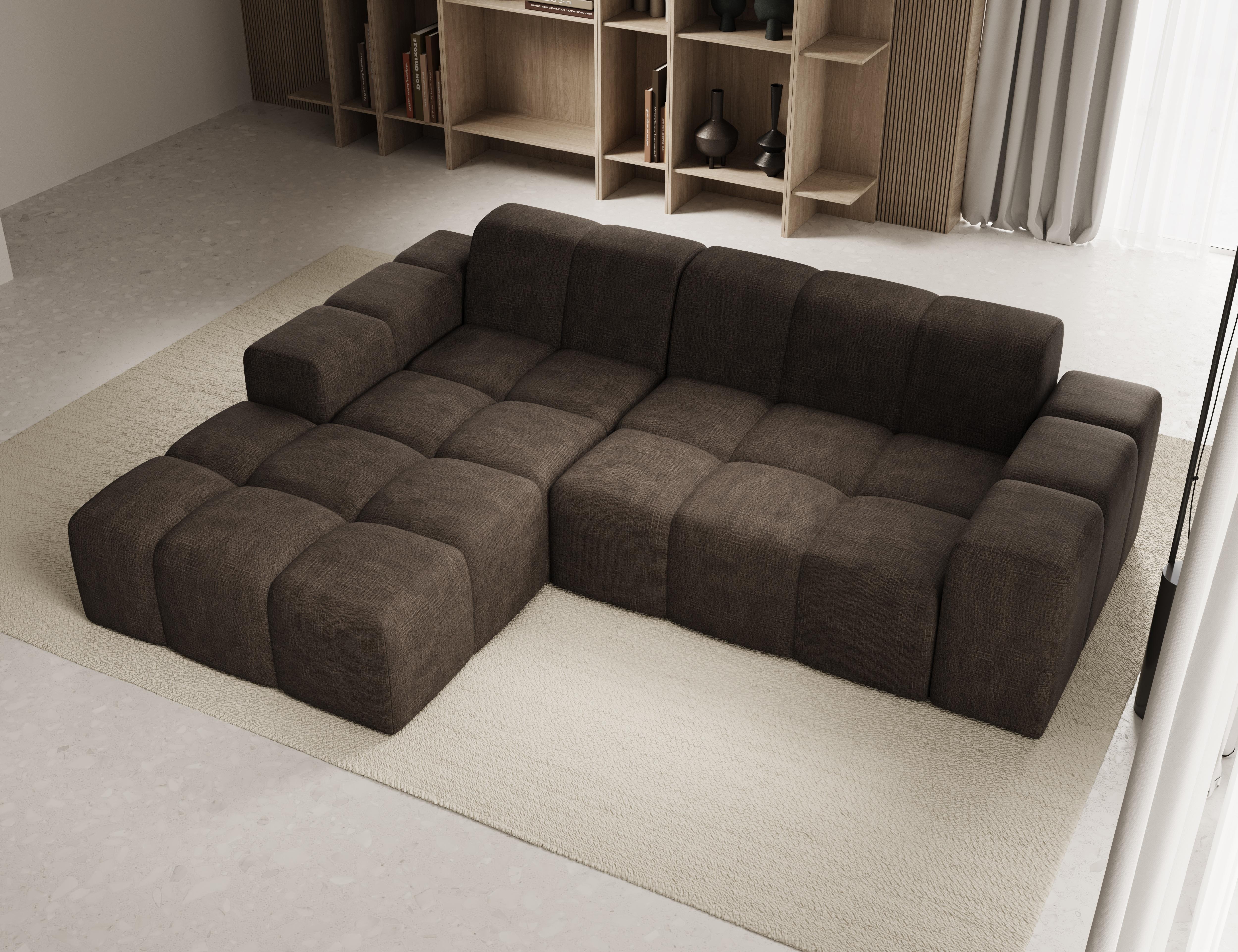 möbelfest Sofa ohne Schlaffuktion, Ecksofa L-Form Veloursstoff, Links Sofa, Braun Fogo keine Angaben