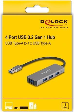 DELOCK 4 Port USB 3.2 Gen 1 Hub mit USB Typ-A Anschluss