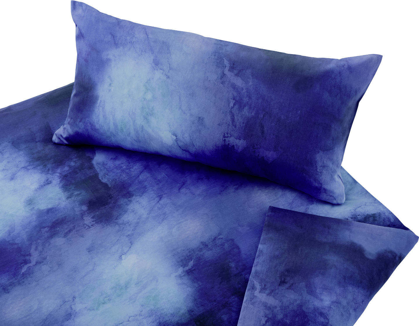 Cotonea Bio Satin-Bettwäsche Garnitur Indigofink Farbe Indigo-Blau Größe 135x200 + 80x80 cm CD1IF-G001-D0028