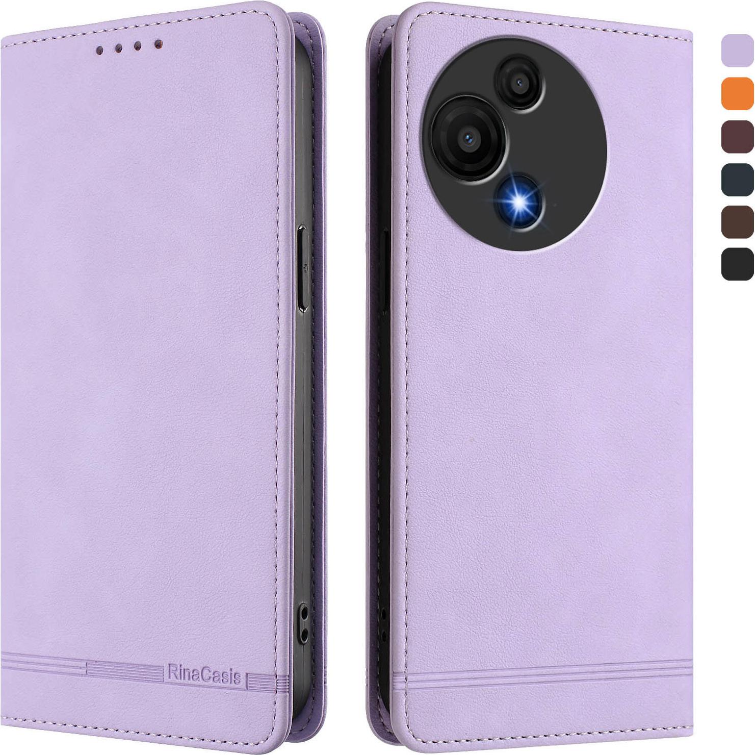 Custodia A Portafoglio In Pelle Per TCL 40SE - Viola - Antiurto Con Slot Carte, Cavalletto E Chiusura Magnetica
