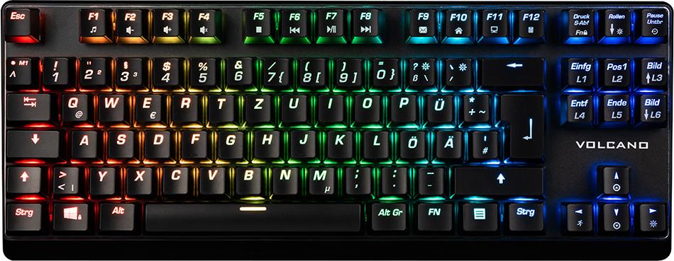 MODECOM Volcano Lanparty Plus RGB, mechanische Tastatur, Schwarz, QWERTZ, TKL, Outemu Brown Switches, abnehmbares USB-Kabel K-MC-LANPARTY-U-PLUS-RGB-BROWN-DE