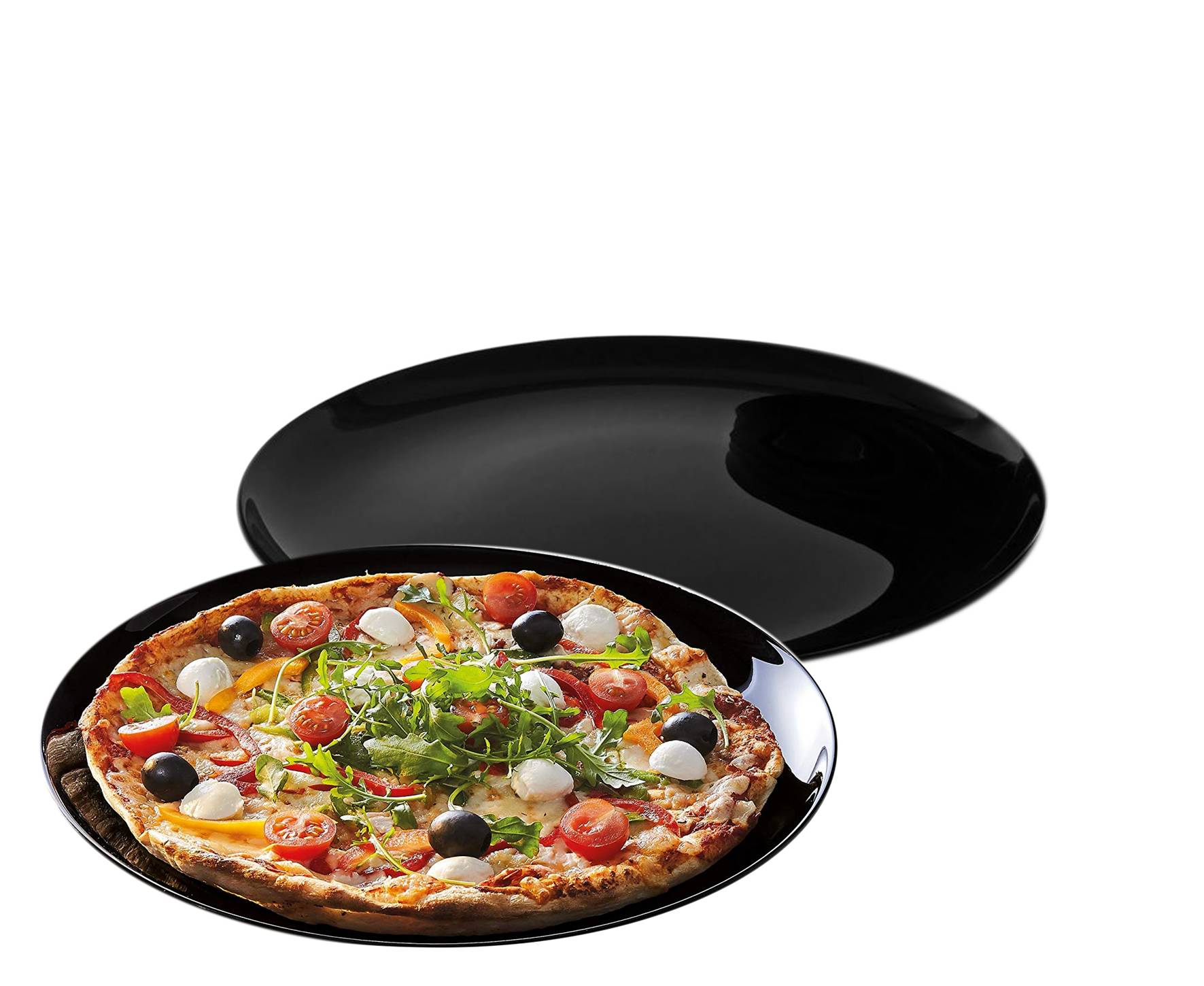 Pizza Servierplatte Pizzaroller Pizzaschneider 30cm Schiefer Pizzateller Schwarz 