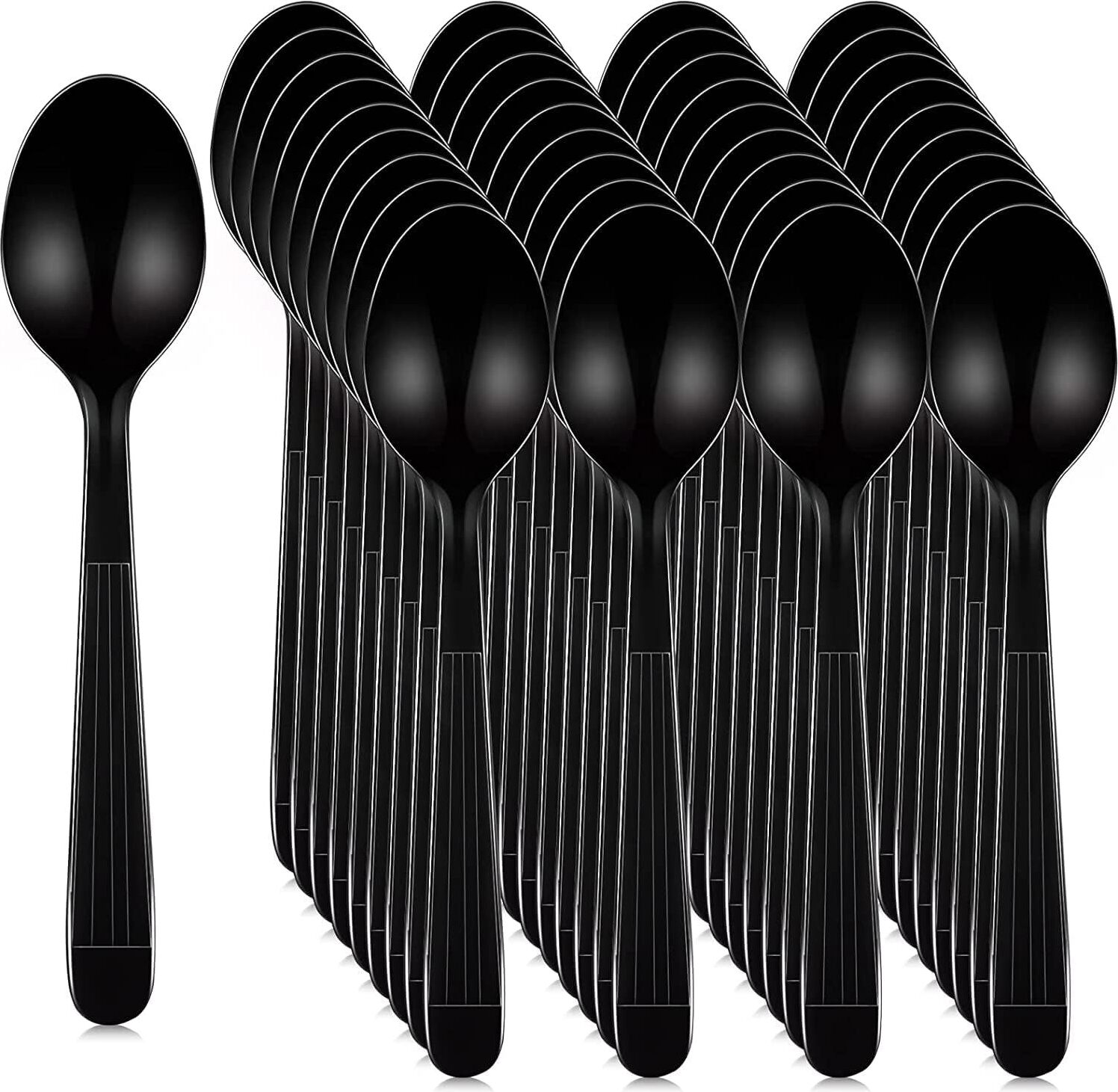 RPSTrading 100 Stücke Schwarz Plastiklöffel,Eierlöffel Plastik Plastik Besteck Rührstäbchen Plastik Besteck 100 Stück Wiederverwendbarer Plastiklöffel Geeignet RPST240810ZYQ038