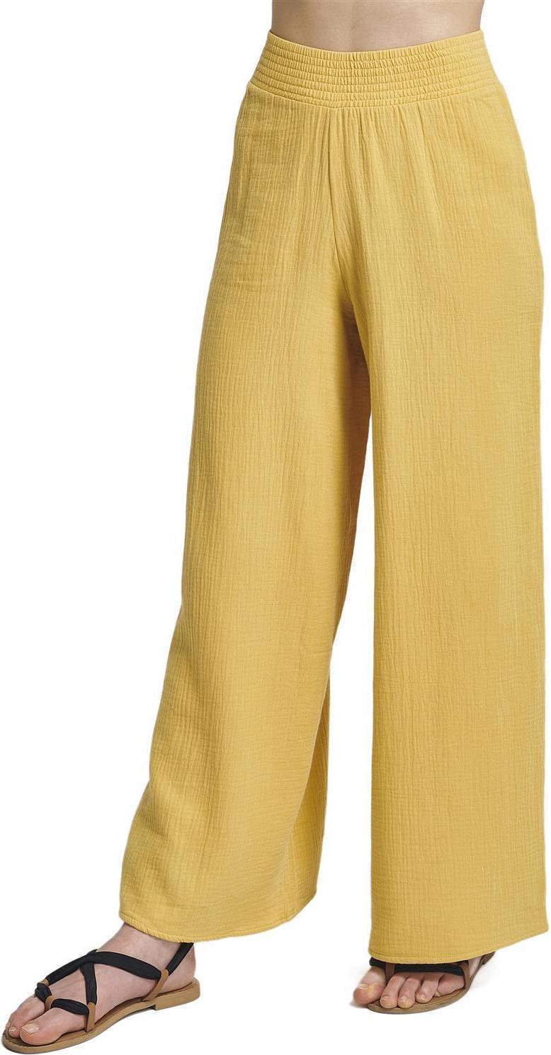 THE PEOPLE REP. Damen Outfit lange Hose aus geknitterter Baumwollgaze zum Kombinieren , Hose Ockergelb, Gr. XL fhpeodairidellaa