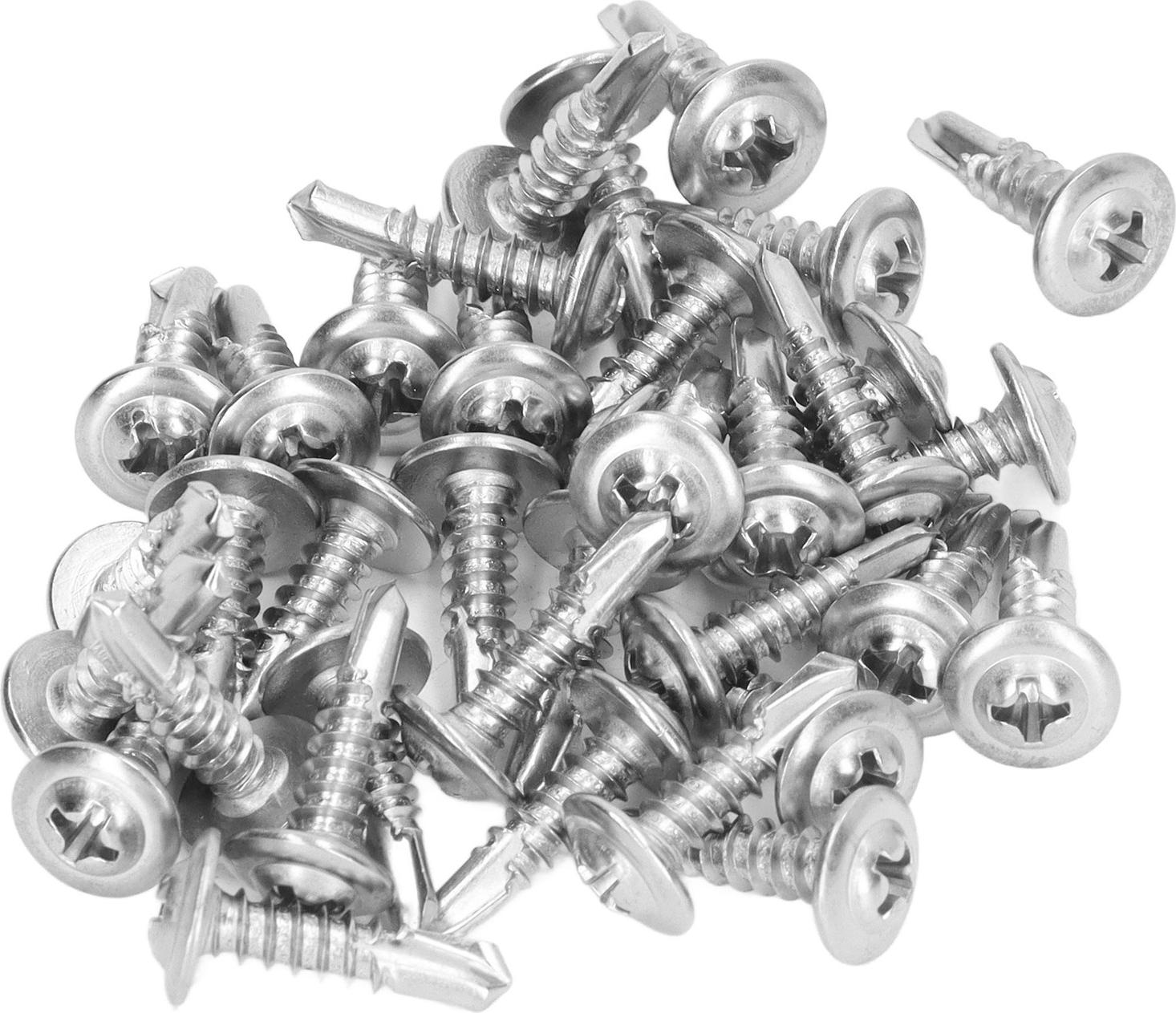 TWO TREES Selbstschneidende Schrauben aus Edelstahl 410 mit Schnellverschluss, runden Unterlegscheibenkopf, 4,8 x 19 mm, 100 Stück, für die Maschinenbauindustrie