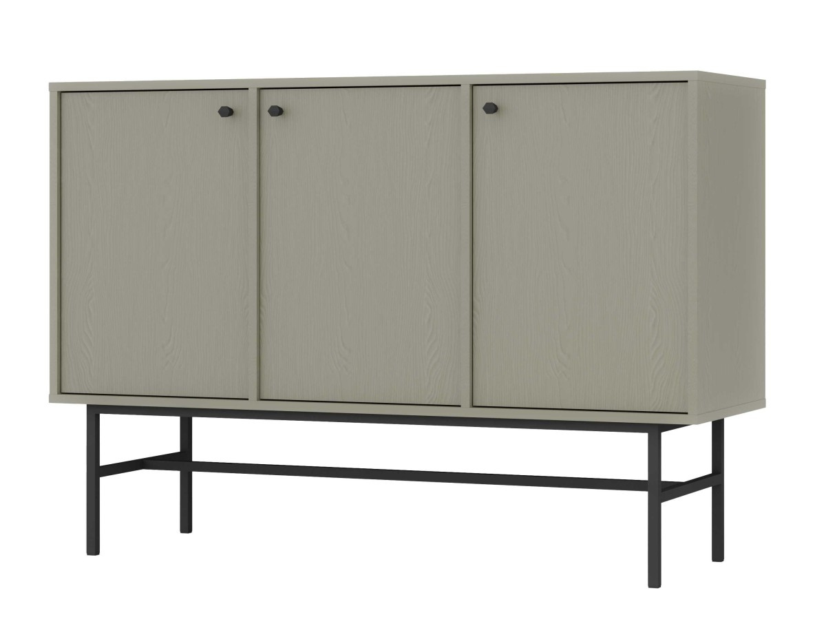 VENETI Breite Kommode mit Türen IROS 3 – Eukalyptus/Schwarz 041-10-00175