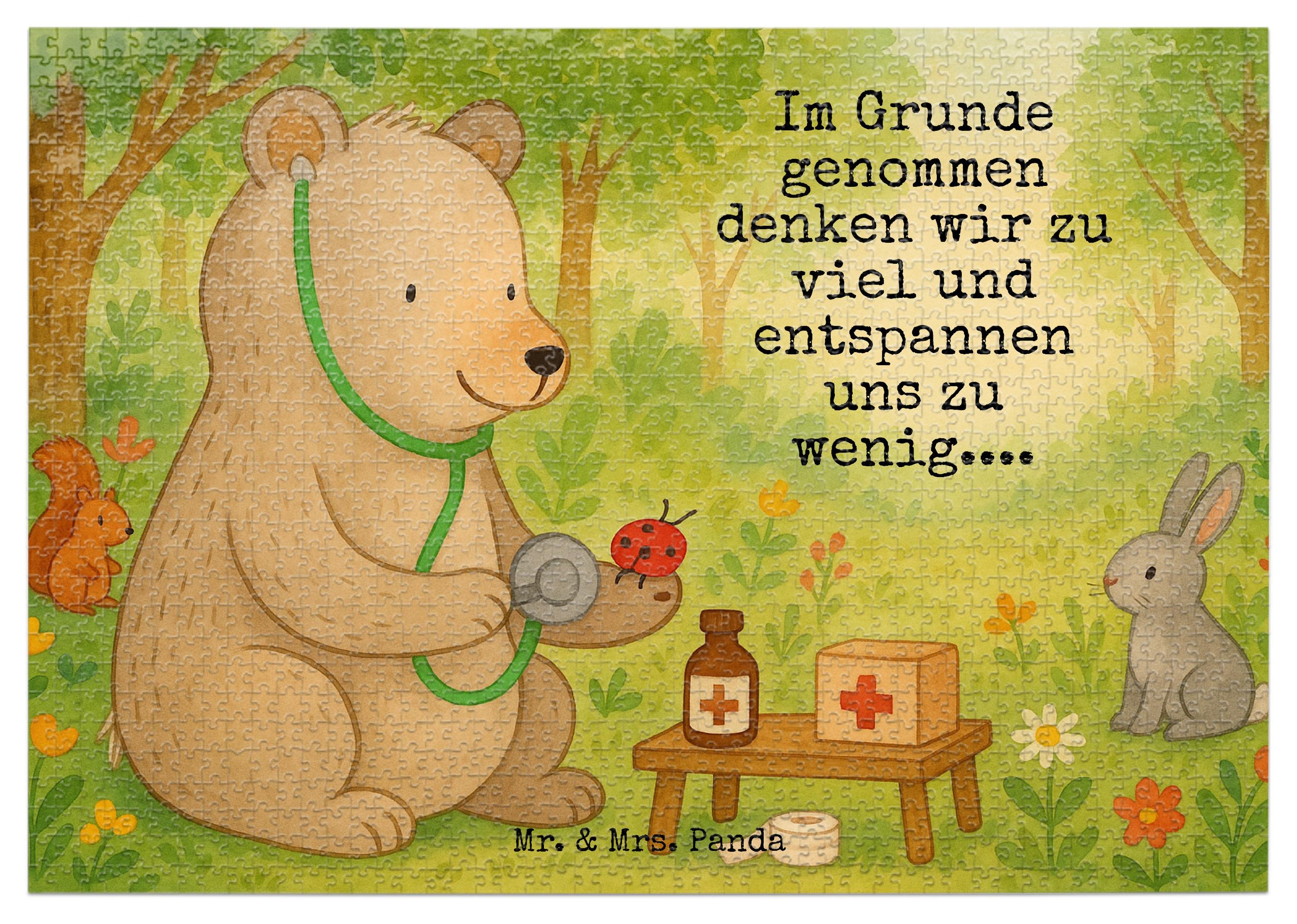 Mr. & Mrs. Panda Puzzle Bär Arzt Design 1500 Teile - Weiß - Geschenk, Ärztin, 500, Legespiel, Professorin, 1000, Doktor, Teddy, Puzzlespiel, Professor PD-1941470-STANDARD