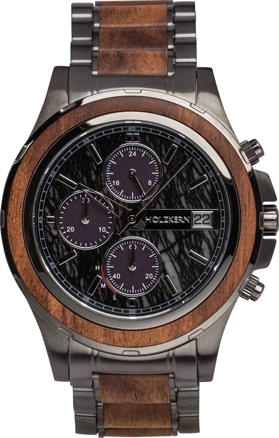 Pánske hodinky Holzkern so solárnym chronografom Angkor Koa/mramor