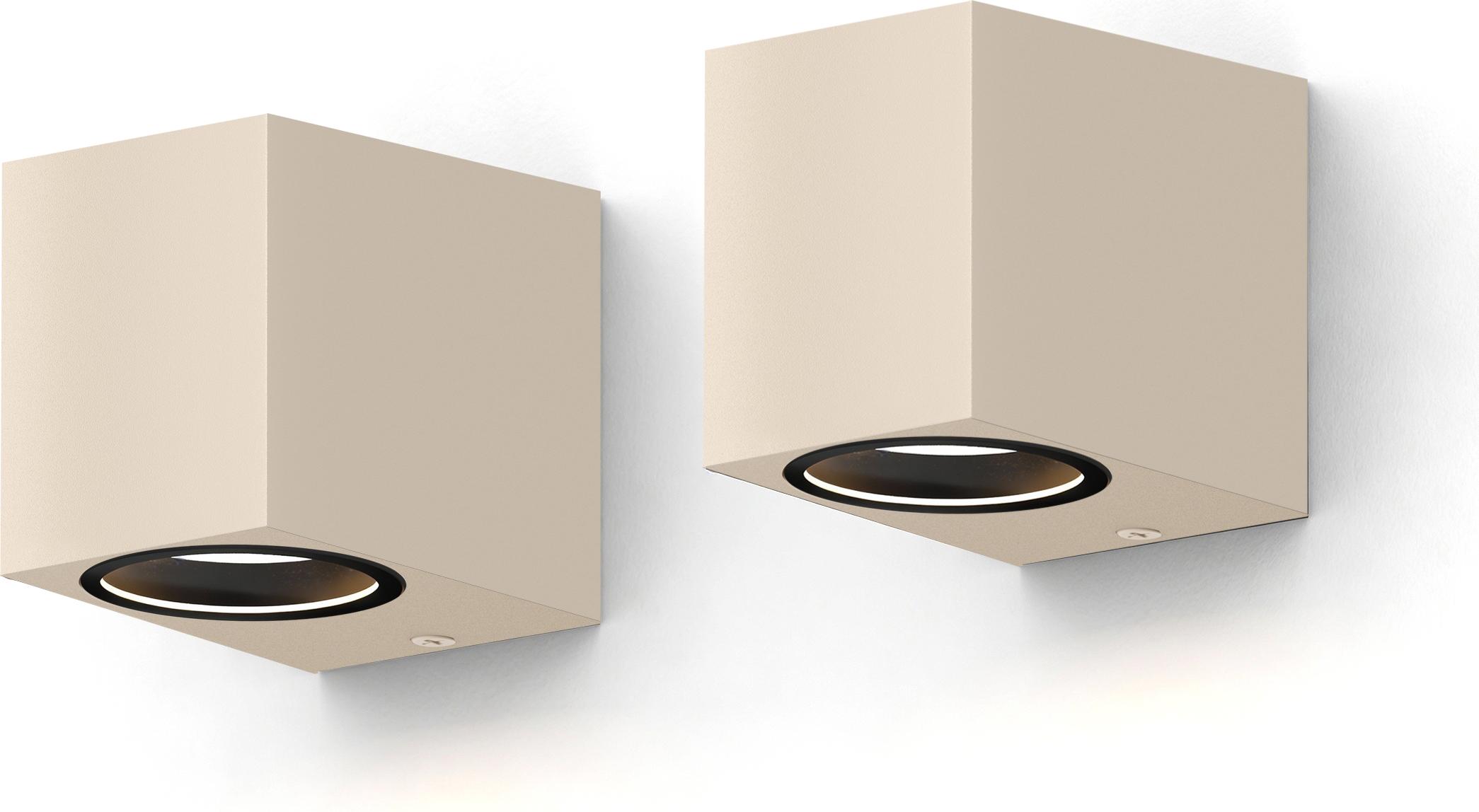 Calex Sanremo Wandleuchte, für Außen & Innen, GU10 Fassung, Rechteck, LED Downlight, wasserdicht, ohne Leuchtmittel, Schwarz, 2-Pack 7001002300-2