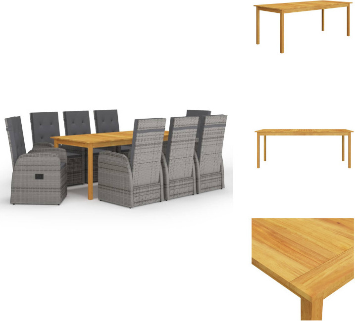 vidaXL 9-dielny záhradný jedálenský set sivý - Záhradné nábytkové zostavy