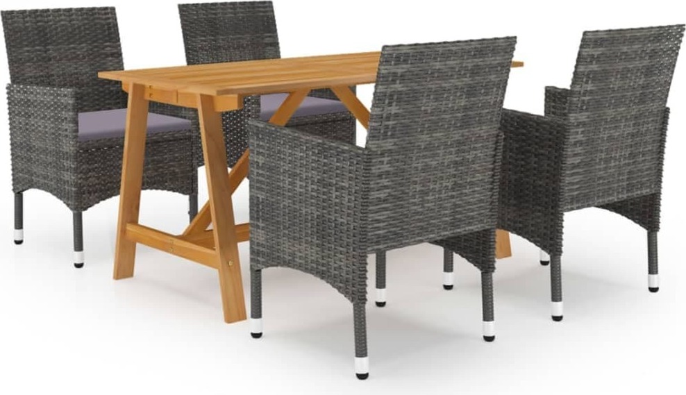 The Living Store 5 ks Záhradný jedálenský set sivý