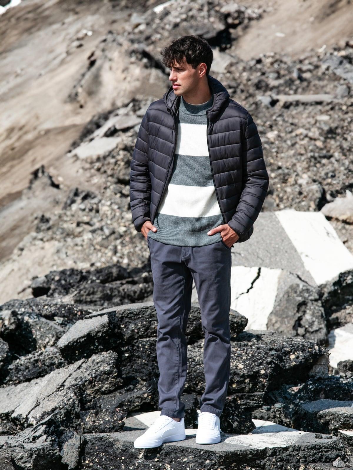 L'ARTE MILANO Herren-Jacke für die Übergangszeit, M 285-25-DRKGRY_M