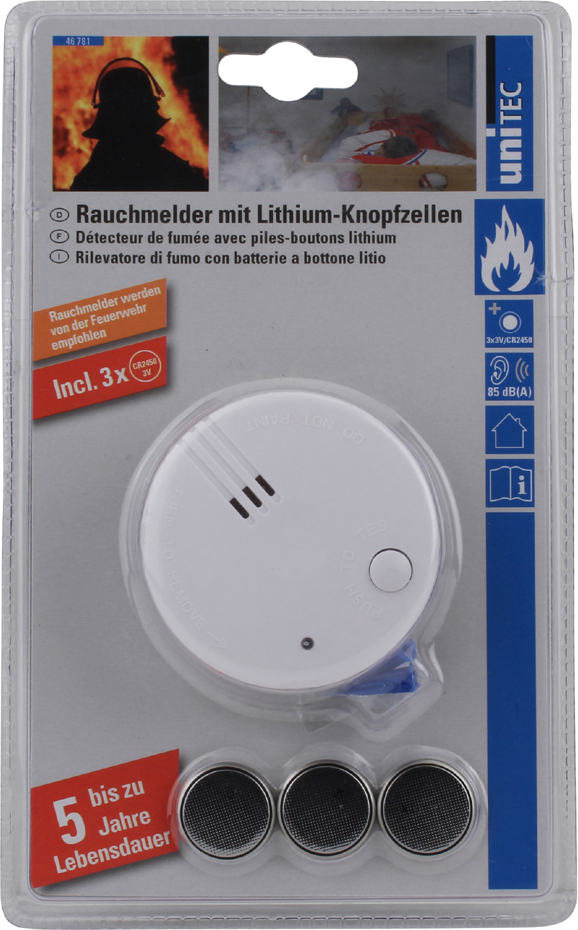 uniTEC Elektro uniTEC Rauchmelder Mini weiß Alarmsignal: ca. 85 dB 46781