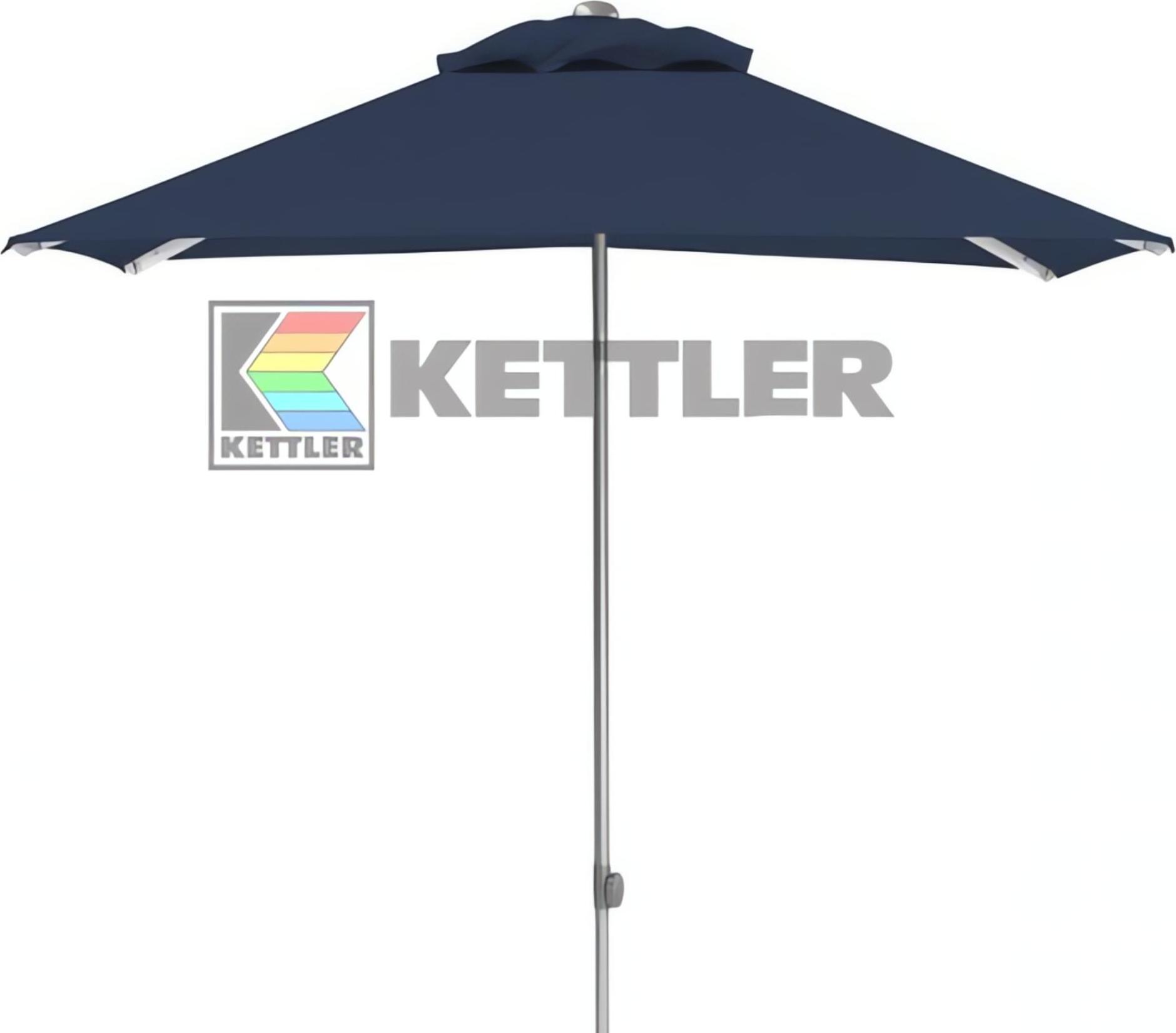 Kettler EASY PUSH Stockschirm, 200cm x 200cm, UPF 50+, mit PolyurethanBeschichtung silber/ blau 0306022-0900